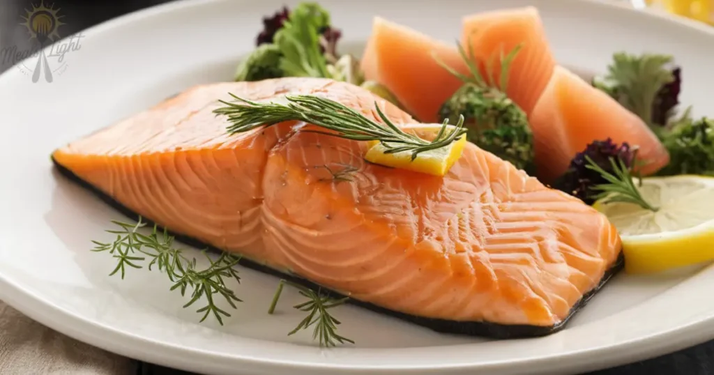 Plate of smoked salmon with herbs, lemon, and capers, showcasing a delicious recipe.