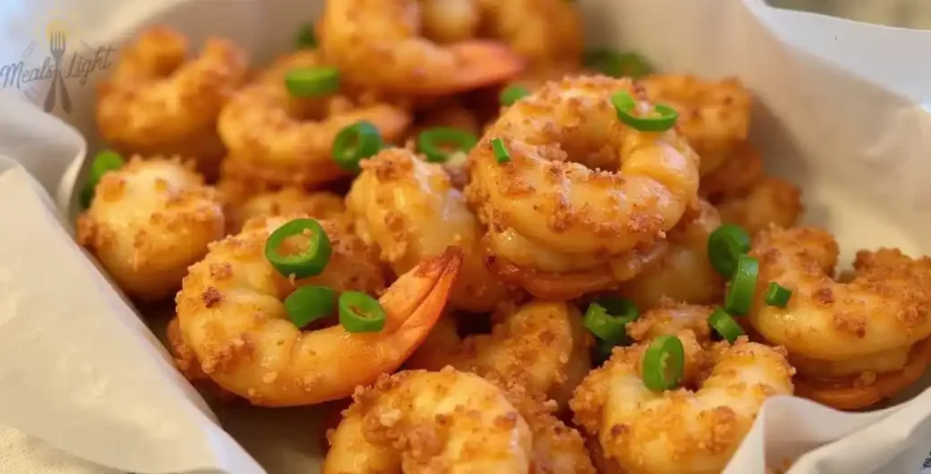 Crispy Bang Bang shrimp drizzled with creamy, spicy sauce, served on a plate with garnish.